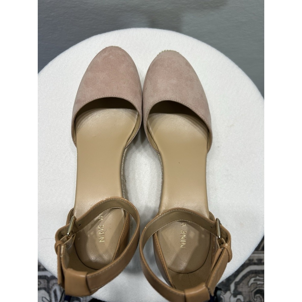 Nine West Women's Pink Espadrille Wedge Sandals Size 10M‎ Ankle Strap EUC - Picture 4 of 10